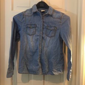 Zara Girls Denim Buttoned Down shirt fade style
